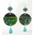 Handmade earrings teal green lampwork turquoise crystals sterling