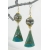 Handmade earrings with turquoise green chrysocolla lampwork gold fill ear wires