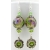 Artisan made purple green earrings with handmade lampwork glass peridot sterling