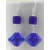 Handmade earrings with dark blue lampwork glass, sterling silver