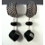 Big Twisted Drops Earrings Artisan made dangle earrings Bali basket weave cuff on posts black agate onyx