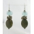 Handmade earrings with aqua spiky urchin lampwork glass, smoky quartz, sterling