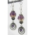 Handmade earrings purple black silver lampwork amethyst black onyx sterling