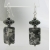 Handmade grey and white earrings with Alaska granite, black dot artisan lampwork