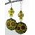 Sweet Sunflower Earrings Hand made yellow green black sunflower earrings lampwork glass bronzite sterling