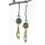 Handmade earrings with green blue yellow lampwork crystal Czech glass brass