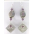Handmade earrings purple grey lampwork cube moonstone diamond sterling crystal