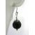 Artisan etched black onyx earrings sterling silver random lines petals