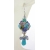 Handmade blue floral earrings with turquoise, lampwork, iolite, pearl, sterling