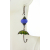 Singing In The Rain Umbrella Earrings Handmade yellow, green enamel umbrella earrings with blue lampwork glass, copper