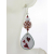 Red hearts on white enamel on copper, lampwork dahlia earrings sterling