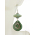 Artisan made light green, ivory enamel on copper lampwork earrings sterling