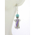 Handmade turquoise, purple, white earrings with artisan furnace glass, sterling