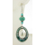 teal white aqua enamel on copper oval, lampwork pearls earrings