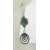 Teal, aqua, green earrings with lampwork glass, blue topaz sterling silver