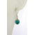 Artisan short turquoise earrings with sterling silver petals