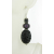 Artisan purple black earrings with lampwork glass, lava, tourmaline, sterling