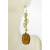 Handmade artisan autumn earrings with orange pumpkins and green leaves gold fill