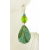 Artisan lime turquoise green earrings with polymer leaf venetian glass gold fill