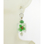 artisan red, white, green lampwork with holly leaves earrings sterling silver