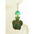 Artisan teal green gold leaf earrings w/artisan polymer, hollow glass, gold fill