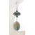 Hand made ivory white turquoise dotted lampwork glass ribbon turquoise sterling