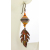 Handmade artisan autumn earrings with orange brown enamel leaves sterling glass