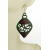 Artisan made red and green enamel on copper filigree ornament earrings