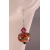 Handmade pink, olive, black, fuchsia earrings, lampwork, crystals and sterling