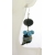 Handmade turquoise black lampwork gemstone earrings with onyx turquoise sterling