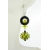 The Bees Knees Earrings Hand made yellow black earrings dotted lampwork glass, onyx, sterling