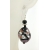 Handmade necklace earrings set with black purple Venetian bead onyx  sterling