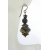 Handmade purple brown ivory earrings, lampwork petrified wood copper