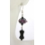 Handmade pink, black, white earrings with lampwork, glass bone, sterling
