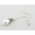 White Lattice Pearl Drop Necklace Artisan made sterling lattice petaled pendant & AAA 11mm white freshwater pearl