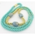 Kumihimo weave necklace in turquoise and gold kazuri ceramic magnetic clasp