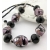 Handmade necklace earrings set with black purple Venetian bead onyx  sterling