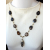Black Agate Slices Necklace - black agate druzy slices with smoky quartz, gold fill chain and artisan lampwork Handmade necklace brown black cream artisan lampwork black agate druzy gold fill