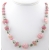 Handmade necklace and earrings set with pink rhodochrosite lampwork sterling