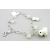 Handmade dog charm bracelet in white sterling silver crystal quartz flower heart