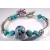Handmade bracelet purple turquoise black artisan lampwork sterling silver