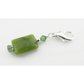 Artisan made green stitch marker BC jade silver