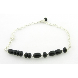 Bite Me Morse Code Onyx Bracelet Handmade black onyx and sterling silver morse code bracelet bite me