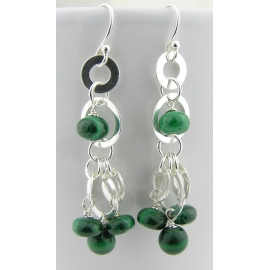 Circles and Green Earrings Handmade Circles and Green Earrings malachite and sterling silver