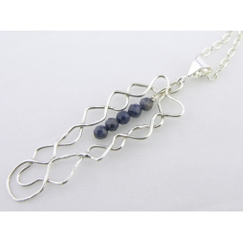 Mish Mesh Blues Necklace Artisan made argentium sterling mesh pendant necklac with blue sapphires