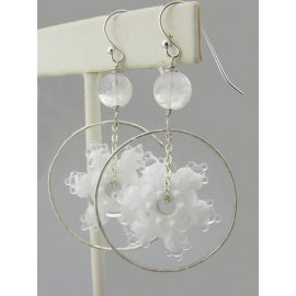 Ringed Snowflakes Earrings Artisan made white glass snowflake earrings in sterling Christmas