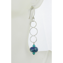 3 Ring Peacock Earrings 3 Ring Peacock Earrings - blue teal lampwork sterling silver circles