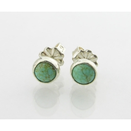 Handmade turquoise cab sterling silver stud post earrings