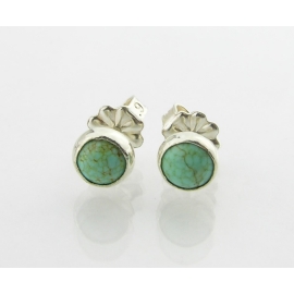 Turquoise Post Earrings Handmade turquoise cab sterling silver stud post earrings