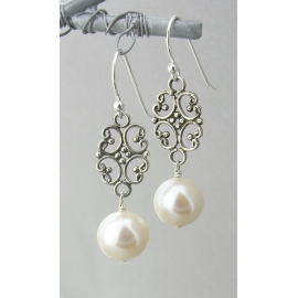 Filigree Pearl Drop Earrings Artisan made sterling filigree earrings with white pearls